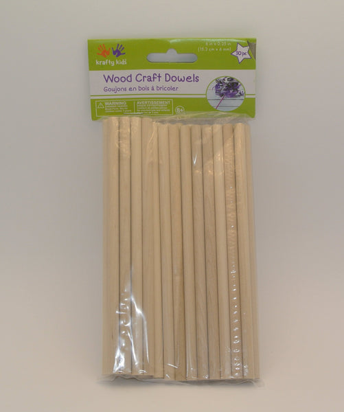 Wood Dowel, 6in, 30 Pieces