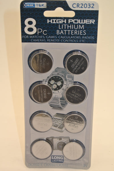 8PC Lithium Batteries CR2032