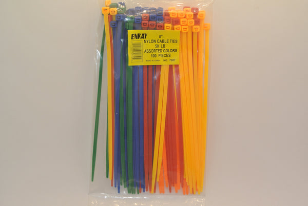 100pc 8" Cable Ties Assorted Colors